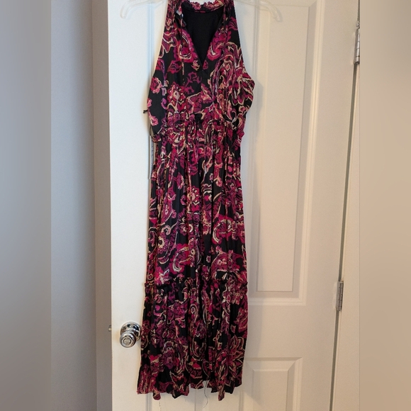 Nicole Miller Black and Pink Halter Smocked Dress S NWT - Picture 5 of 11